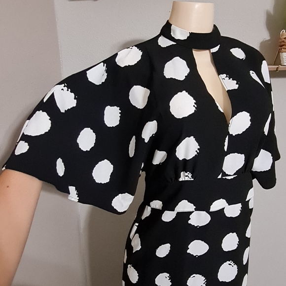 Truth & Fable Womens Keyhole Black/White Maxi Dress Sz S Side Slit Evening - Picture 7 of 16